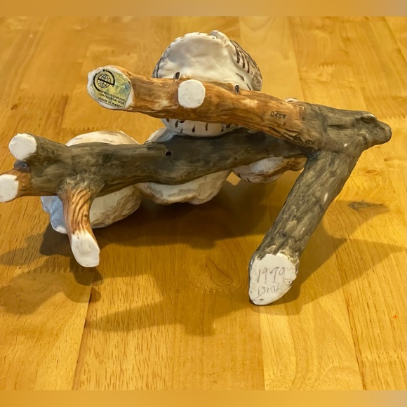 Vintage Owls Figurine Fred Aman Limited Edition 4 Sleepy Owls Branch Enesco - Picture 8 of 14